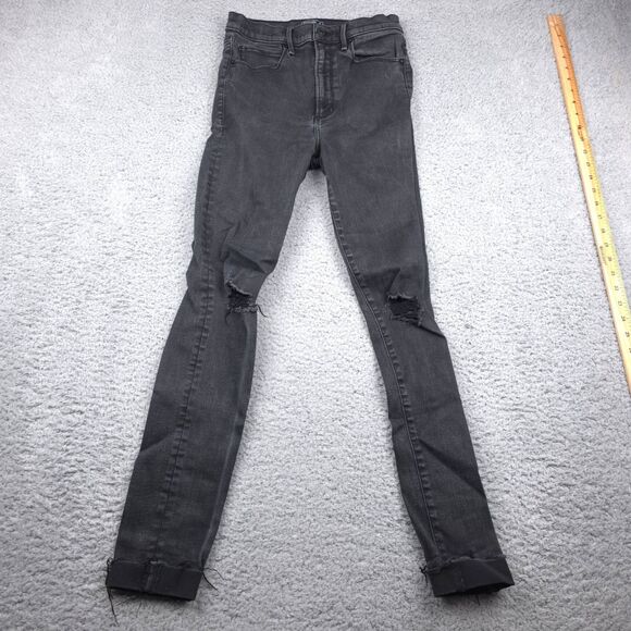 Abercrombie & Fitch Denim - Abercrombie Jeans Womans‎ 28 6L Black Thrashed High Rise Skinny Ripped Knees